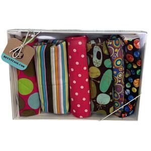 Polka Dot Mod Stripe Marbles Circle Cotton Blend Fabric Craft Project Swatch Box